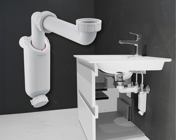 Space-saving furniture trap for renovations and new buildings