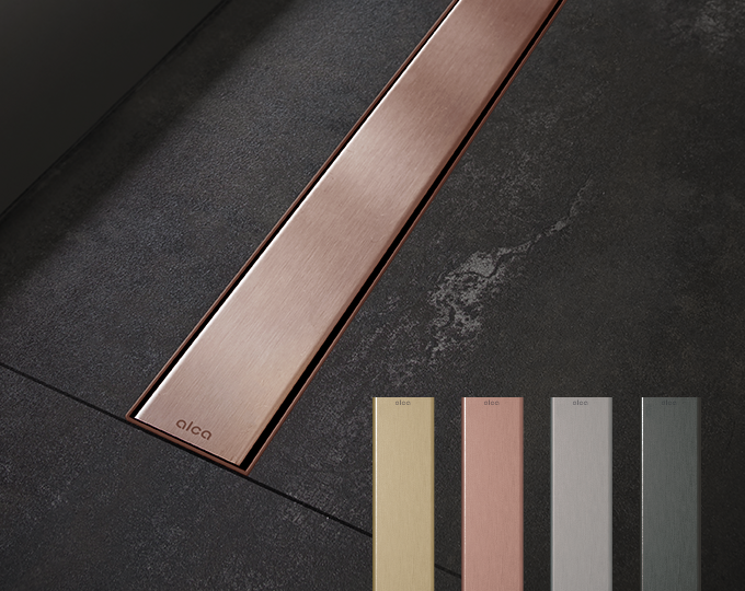 Shower drains in metallic shades (PVD)