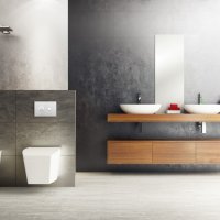 Designové ovládací tlačítko z kartáčovaného hliníku TURN a samostojný předstěnový instalační systém