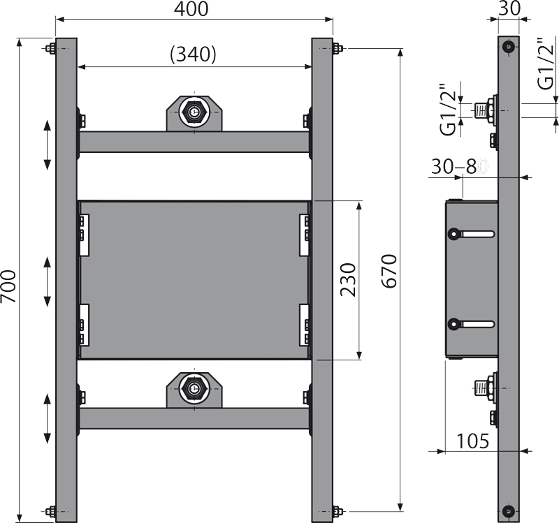 A117PB - Mounting frame for built-in mixer in plasterboard structure