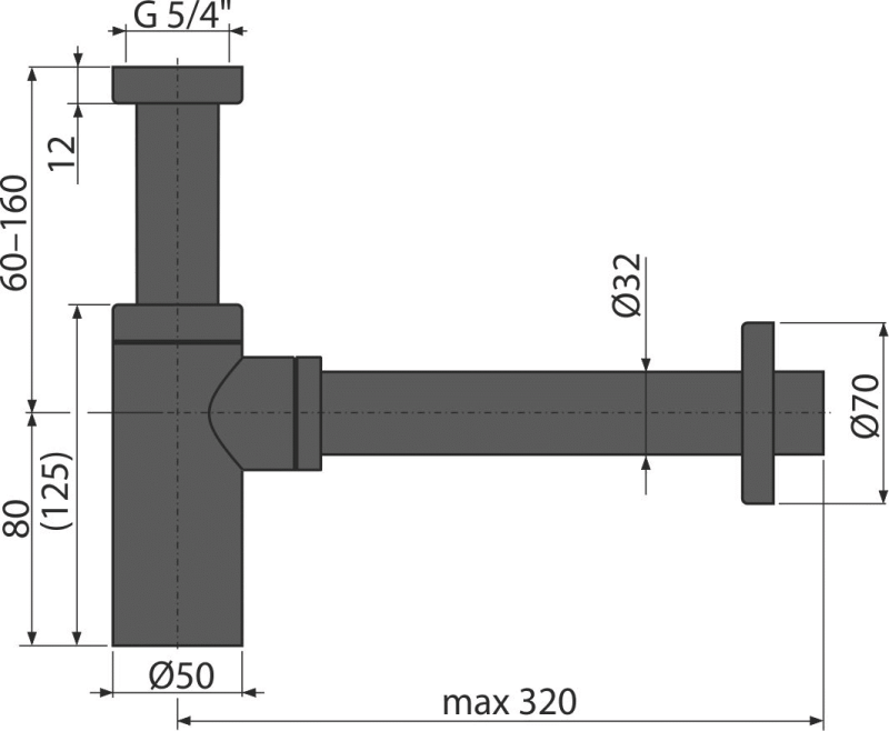 A400BLACK - Wash-basin trap DESIGN DN32, black-matt