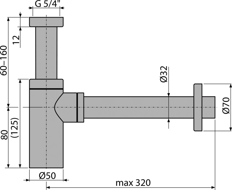 A400 - Wash-basin trap DN32 DESIGN metal, round