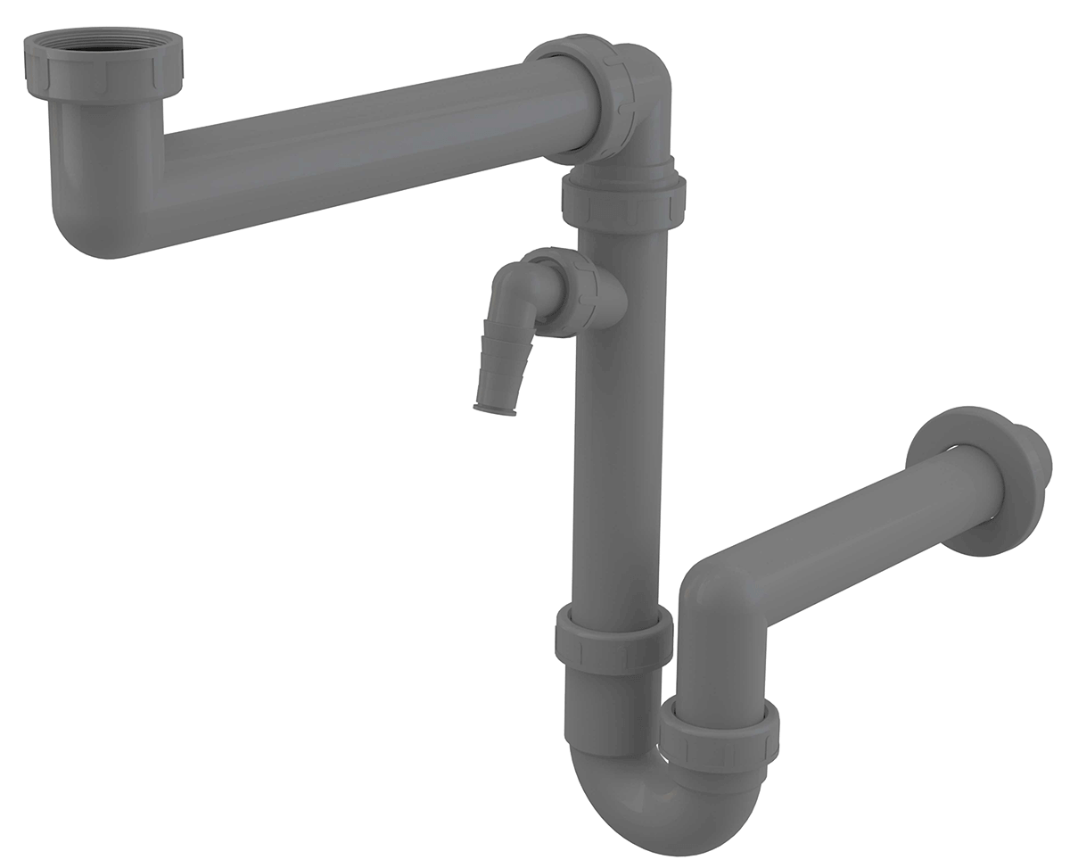 A872P-ECO - Space-saving sink trap with a connector and coupling nut 6/4